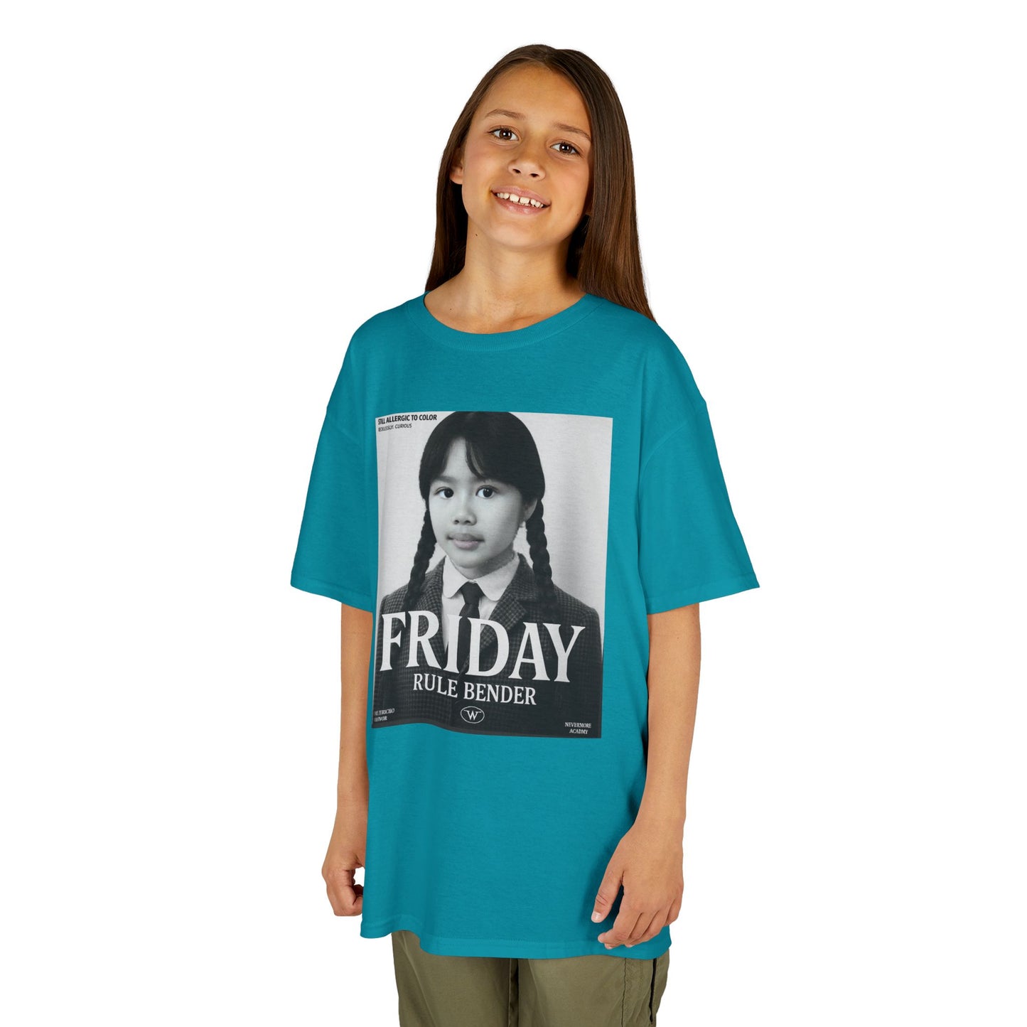 Custom “Friday Rule Bender” T-Shirt — Personalized Face Tee | Dark Academia Kawaii | Aesthetic Y2K Outfit | Halloween Cute Creepy Vibes | Custom Day of the Week Shirt