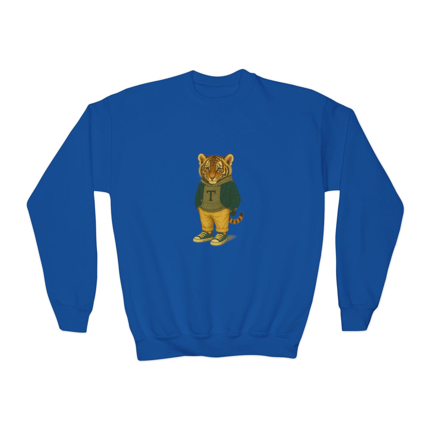 Youth Lion Graphic Crewneck Sweatshirt, Cute Animal Apparel, Kids Casual Wear, Gifts for Young Animal Lovers, Fun & Playful Outfit