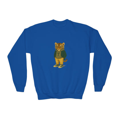 Youth Lion Graphic Crewneck Sweatshirt, Cute Animal Apparel, Kids Casual Wear, Gifts for Young Animal Lovers, Fun & Playful Outfit