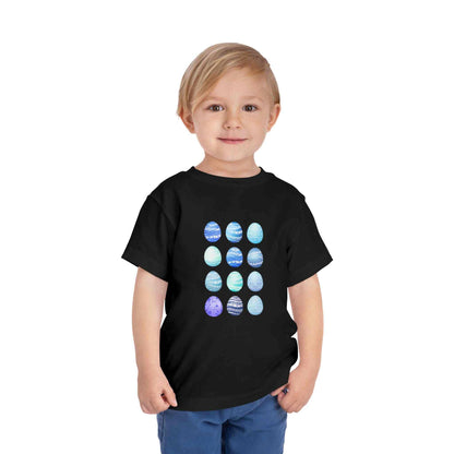 Blue watercolor Easter eggs boy toddler tee on soft breathable fabric