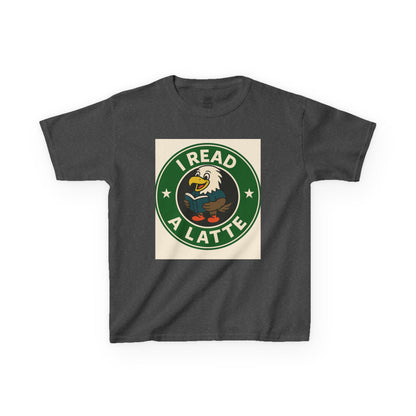 Funny Coffee Lover T-Shirt – “I Read A Latte” Bookworm Eagle Tee for Readers & Caffeine Fans