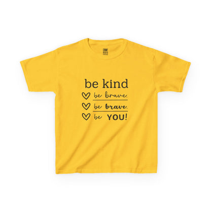 Kids Tee Inspirational Be Kind Be Brave Motivational Shirt Kids Inspirational Tee, for Boys and Girls, Everyday Wear, Gift for Children