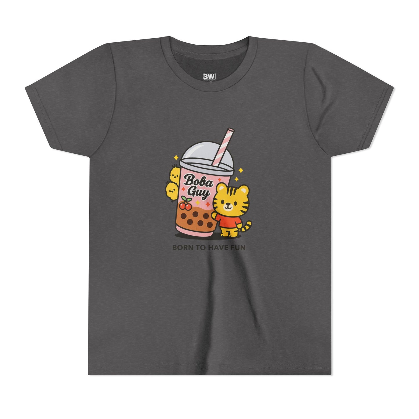 Kawaii Tiger Boba Tee – “Born to Have Fun” | Cute Boba Shirt | Y2K Kawaii Aesthetic | K-Pop Core Outfit | Bubble Tea Lover Gift | Trendy Graphic T-Shirt