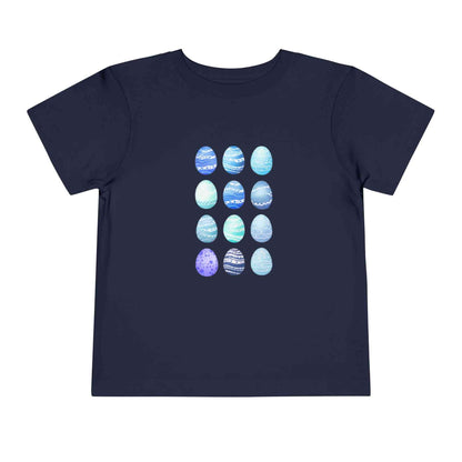 Blue watercolor Easter eggs boy toddler tee with soft breathable cotton fabric