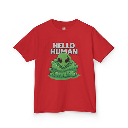 Kids Alien Graphic Tee, Fun Tee for Kids, Cute Monster Shirt, Birthday Gift, Unique Kids Apparel, Hello Human Design