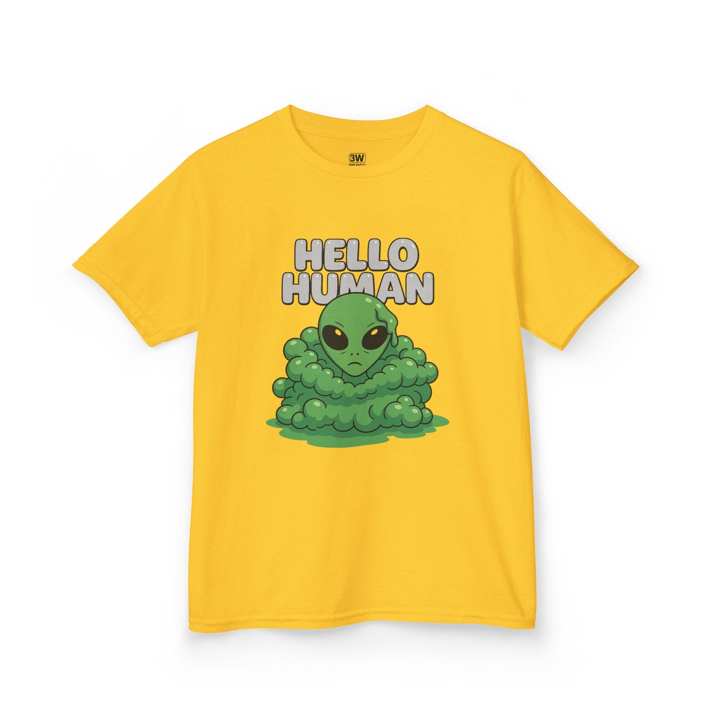 Kids Alien Graphic Tee, Fun Tee for Kids, Cute Monster Shirt, Birthday Gift, Unique Kids Apparel, Hello Human Design