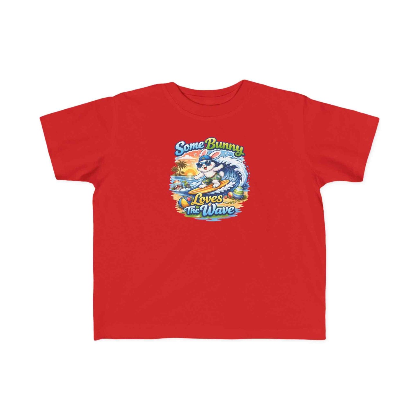Toddler tee with cute surf bunny graphic and lightweight cotton fabric