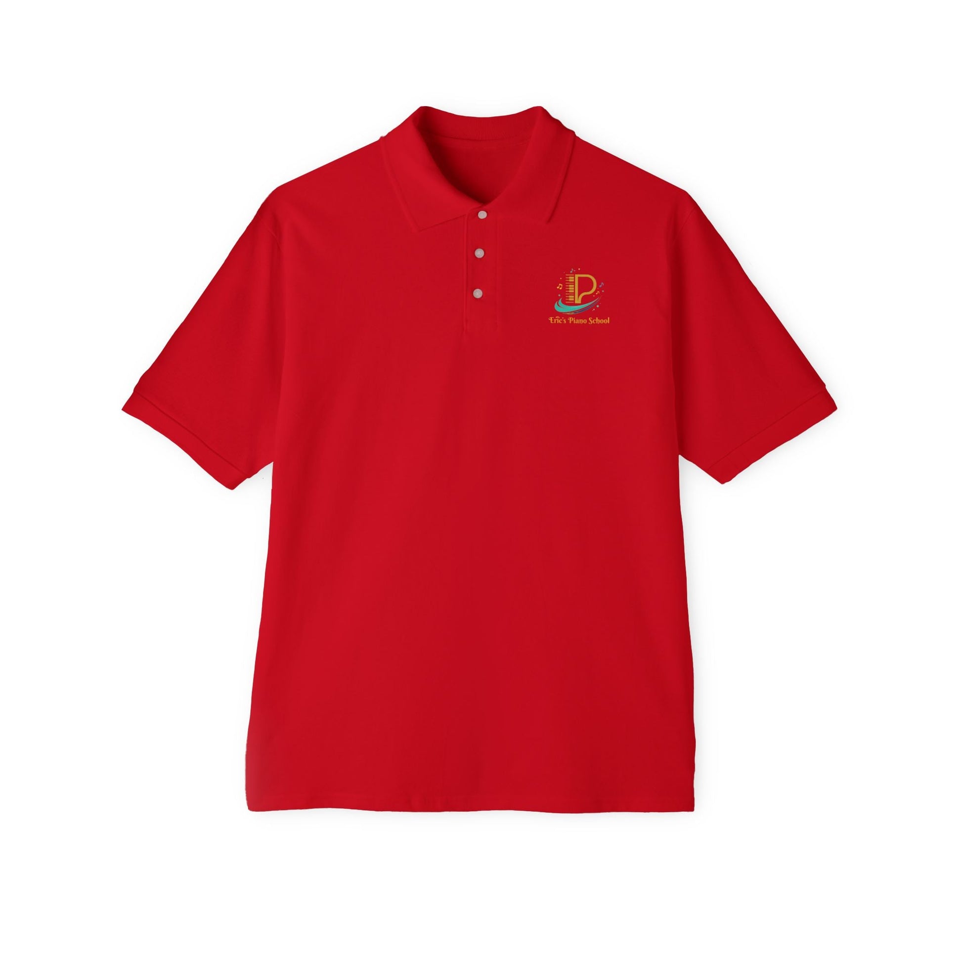 Men's custom piqué polo shirt with Coastal Coffee logo embroidered on chest