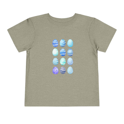 Blue watercolor Easter eggs boy toddler tee soft breathable cotton shirt