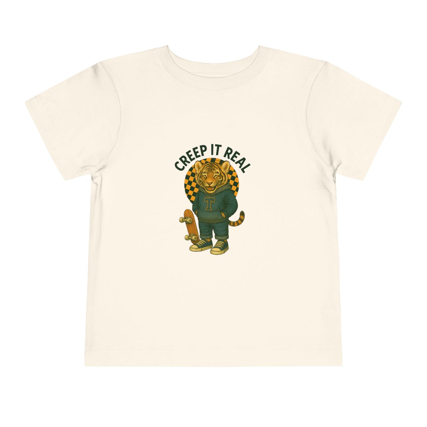 Cute Toddler Short Sleeve Tee with Tiger 'Creep It Real' Design, Kids' Summer Shirt, Halloween Outfit, Everyday Wear, Gift for Toddlers