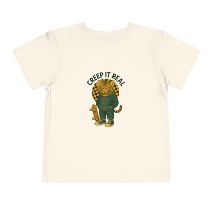 Cute Toddler Short Sleeve Tee with Tiger 'Creep It Real' Design, Kids' Summer Shirt, Halloween Outfit, Everyday Wear, Gift for Toddlers