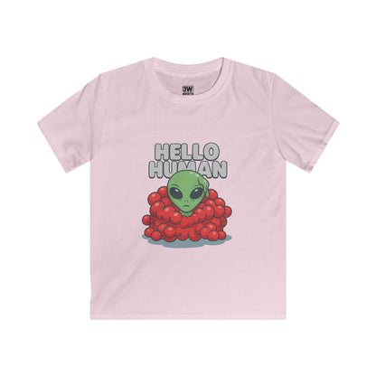 Hello Human Alien Halloween Shirt Spooky UFO Graphic Tee, Funny Sci Fi Costume Top, Creepy Cute Alien T-Shirt