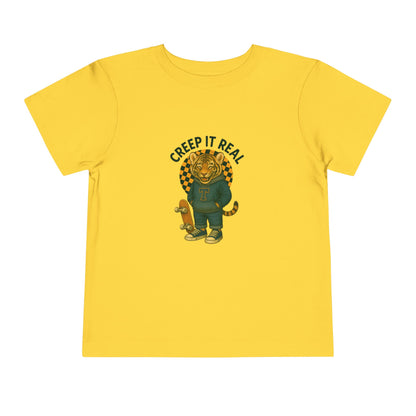 Cute Toddler Short Sleeve Tee with Tiger 'Creep It Real' Design, Kids' Summer Shirt, Halloween Outfit, Everyday Wear, Gift for Toddlers