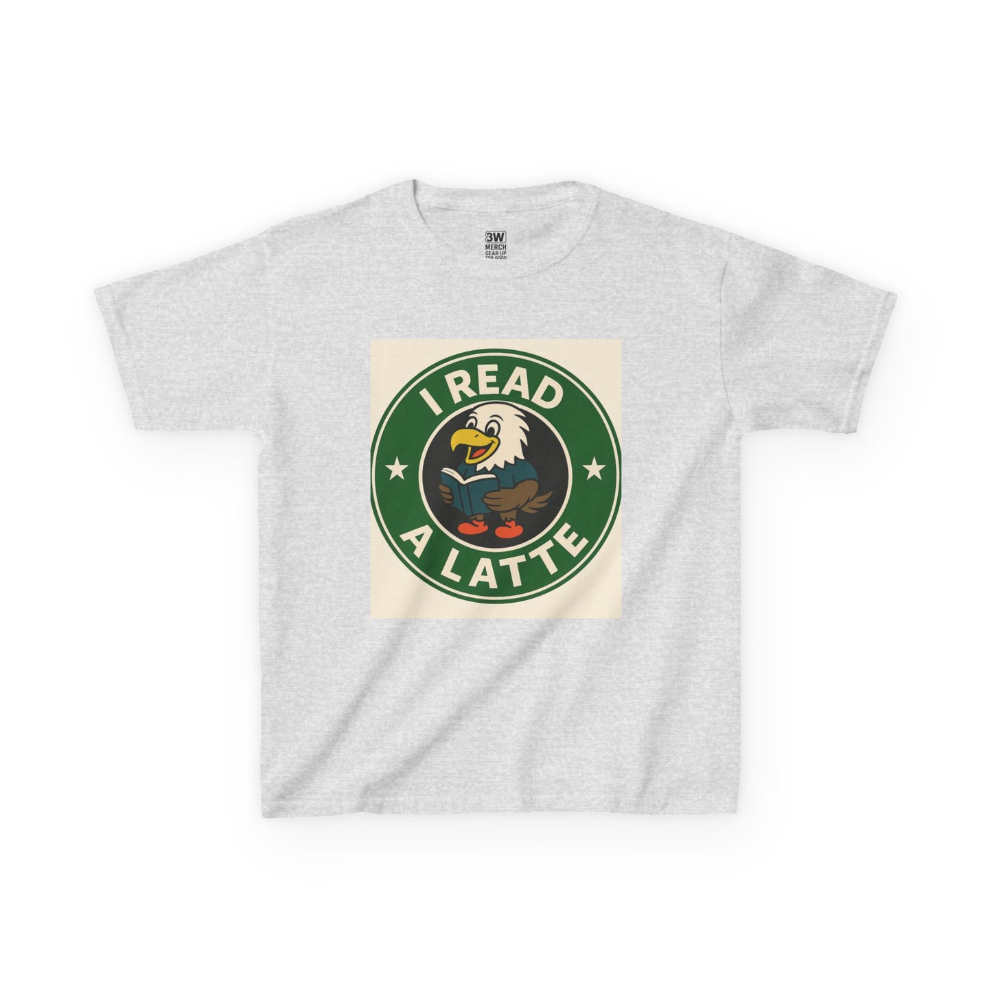 Funny Coffee Lover T-Shirt – “I Read A Latte” Bookworm Eagle Tee for Readers & Caffeine Fans