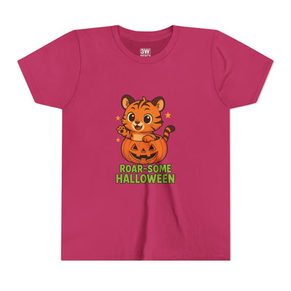 Roar-some Halloween Youth Tee | Fun Kids' Shirt for Halloween Parties, Trick-or-Treating, Costume Events, Autumn Wear, Gift Ideas, Motivation T-shirts