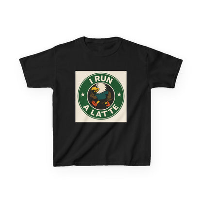 I Run a Latte Shirt – Funny Running Eagle Coffee Lover Tee, Marathon Runner Gift, Fitness & Caffeine Humor Top