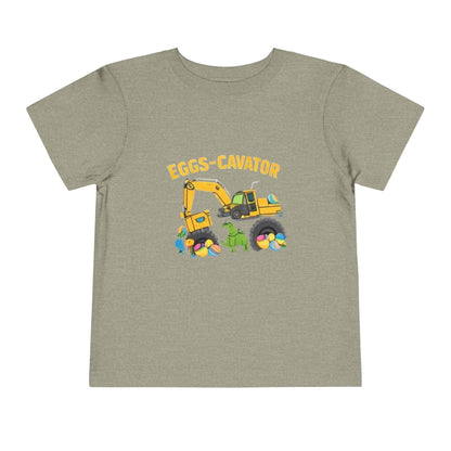 Toddler Easter shirt with cute excavator digging colorful Easter eggs design