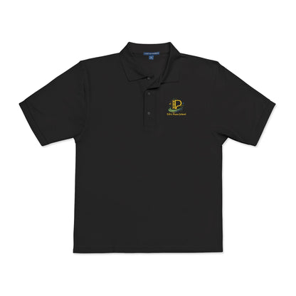 Lightweight embroidered crest polo shirt with relaxed fit, flat knit collar, metal buttons, and breathable side vents.