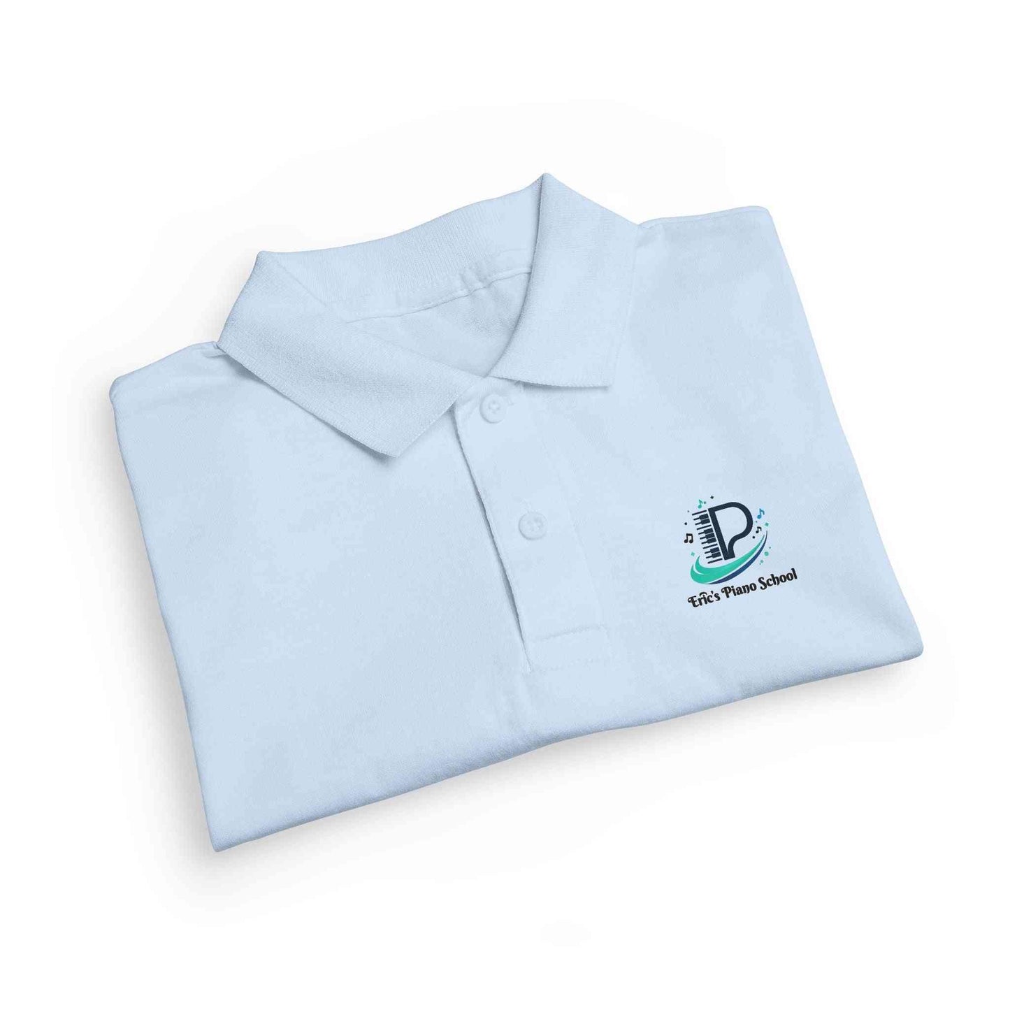 Youth polo shirt with small school logo in breathable DryBlend fabric and three-button placket