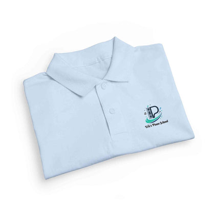 Youth polo shirt with small school logo in breathable DryBlend fabric and three-button placket