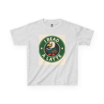 Funny Coffee Lover T-Shirt – “I Read A Latte” Bookworm Eagle Tee for Readers & Caffeine Fans
