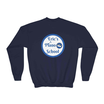Youth sweatshirt crewneck with piano school emblem for music learners
