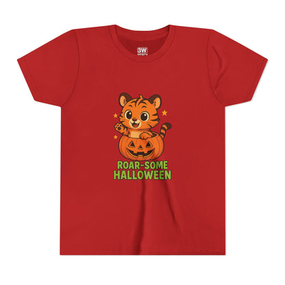 Roar-some Halloween Youth Tee | Fun Kids' Shirt for Halloween Parties, Trick-or-Treating, Costume Events, Autumn Wear, Gift Ideas, Motivation T-shirts