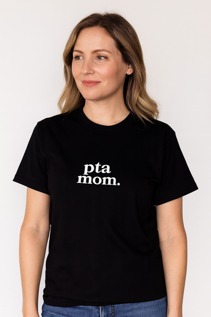 PTA Mom T-Shirt for Adult Relaxed Fit Tee, Casual Wear, Perfect Gift for Mother's Day, Back-to-School Events, School Spirit Wear