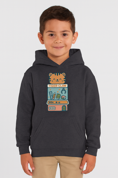 Cute Tiger Claw Machine Youth Hoodie, Back to School Sweatshirt for Kids, Cozy Pullover for School, Perfect Gift for Birthdays, Animal Lover Apparel