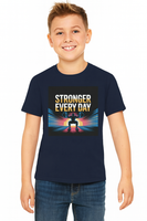 Youth Motivational T-Shirt - Stronger Every Day Graphic Tee for Kids, Fitness Enthusiasts, Gifts for Birthdays, Encouraging Active Lifestyle