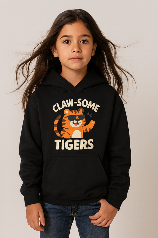 Claw-some Tigers Youth Hoodie, Fun Children's Sweatshirt, Cute Tiger Sweatshirt, Animal Lovers Gift, Perfect for Kids' Parties