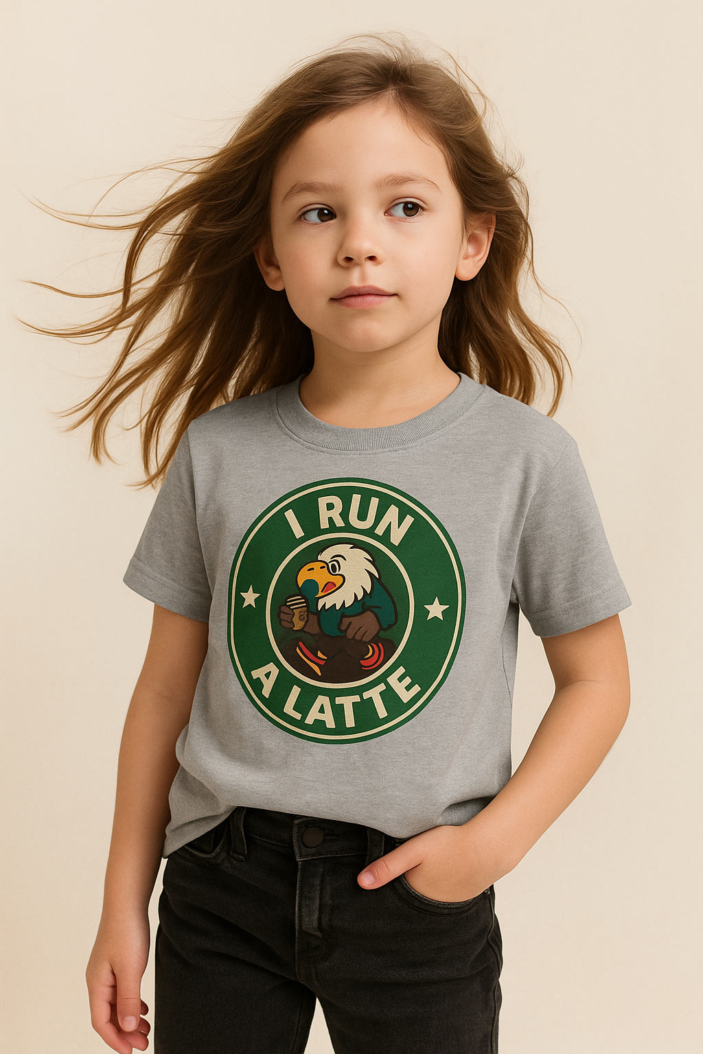 I Run a Latte Shirt – Funny Running Eagle Coffee Lover Tee, Marathon Runner Gift, Fitness & Caffeine Humor Top