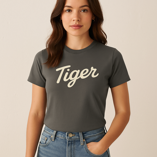 Adult Tiger Garment-Dyed T-Shirt, Casual Wear, Street Style, Animal Lovers Gift, Unique Graphic Tee, Summer Fashion