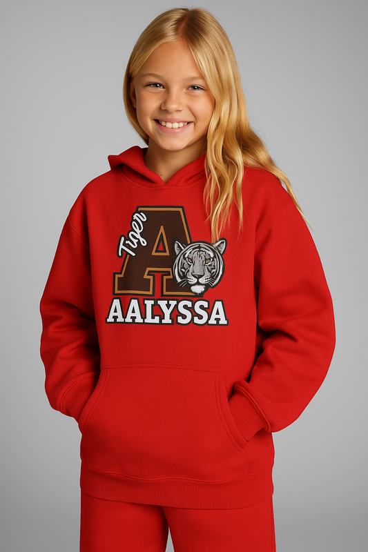 Customizable Big A - Youth Heavy Blend Hooded Sweatshirt - Tiger Theme - Customizable/ Personalize