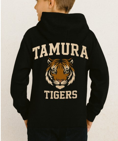 Youth Tamura Tigers Three-Panel Fleece Hoodie, Sports Apparel, School Spirit Wear, Cozy Sweatshirt, Gift for Sports Fans, Team Merchandise
