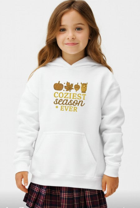 Coziest Season Ever Hoodie • Fall Pumpkin Autumn Sweatshirt • Cozy Aesthetic Hoodie for Kids