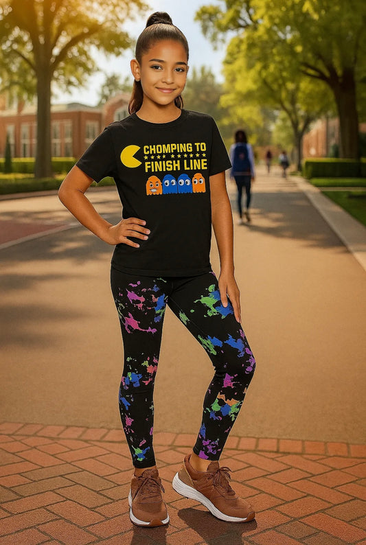 Pac-Man Jog-A-Thon T-Shirt | “Chomping to the Finish Line” Retro Game Tee | School Spirit Shirt | Custom Team & Class Shirt | Fun Run Fundraiser Shirt