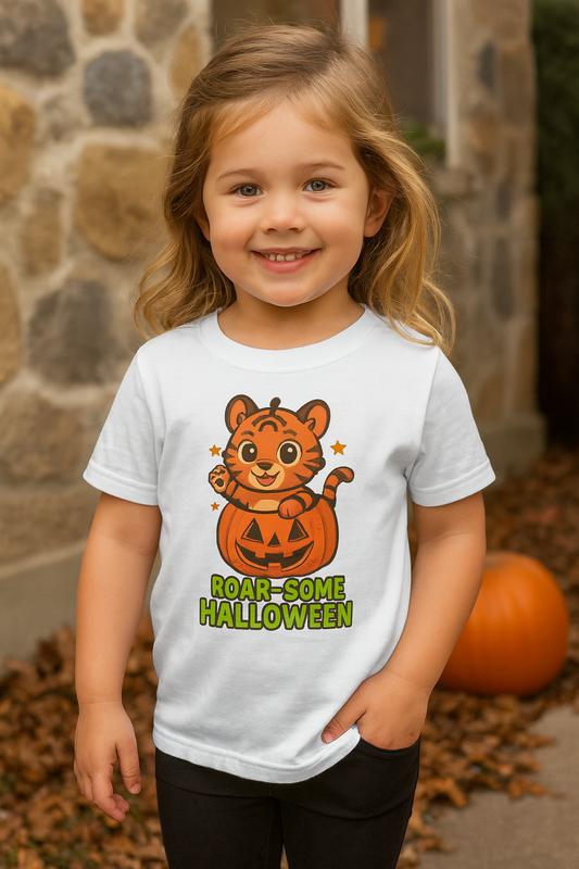 Roar-some Halloween Youth Tee | Fun Kids' Shirt for Halloween Parties, Trick-or-Treating, Costume Events, Autumn Wear, Gift Ideas, Motivation T-shirts