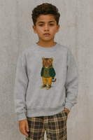 Youth Lion Graphic Crewneck Sweatshirt, Cute Animal Apparel, Kids Casual Wear, Gifts for Young Animal Lovers, Fun & Playful Outfit