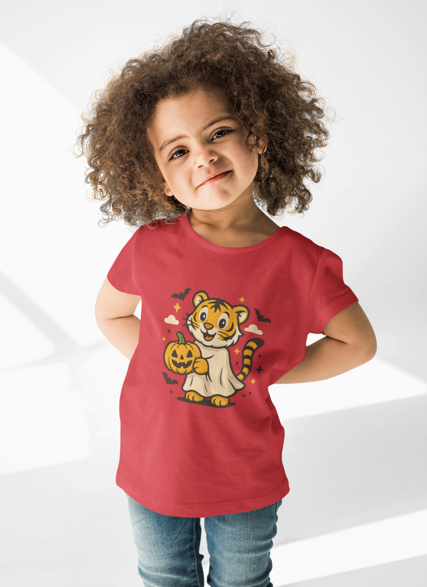 Kids Halloween Tee, Tiger with Pumpkin Shirt, Halloween Costume Tee, Cute Kids Shirt, Trick or Treat Top