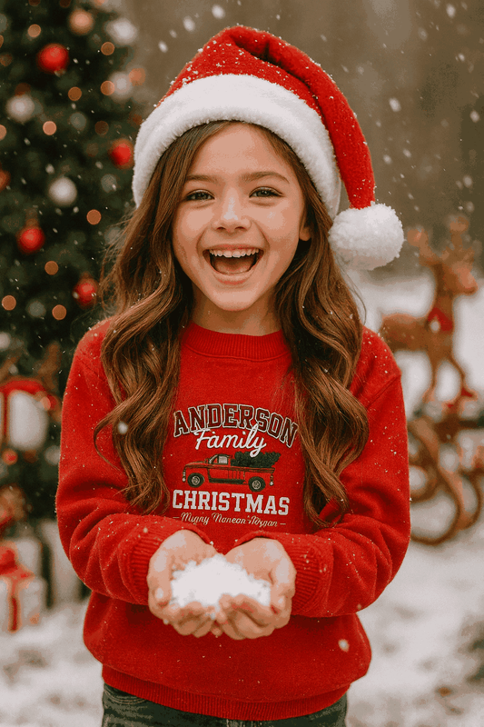 Custom Family Christmas Sweatshirt – Personalized Holiday Sweater for Kids – Matching Family Christmas Shirts 2025