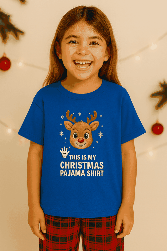 Kids Christmas Pajama Shirt – Cute Reindeer Sleep Shirt for Boys & Girls | Holiday PJs Top
