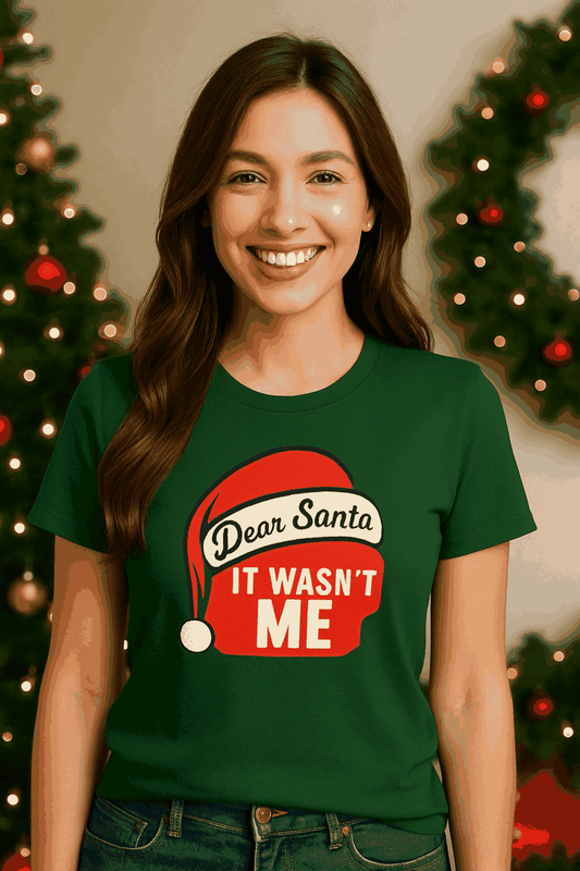 Dear Santa It Wasn’t Me Christmas Shirt – Funny Holiday Tee for Women