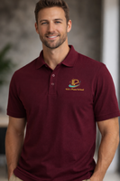 Lightweight embroidered crest polo shirt with breathable pique fabric and metal button details