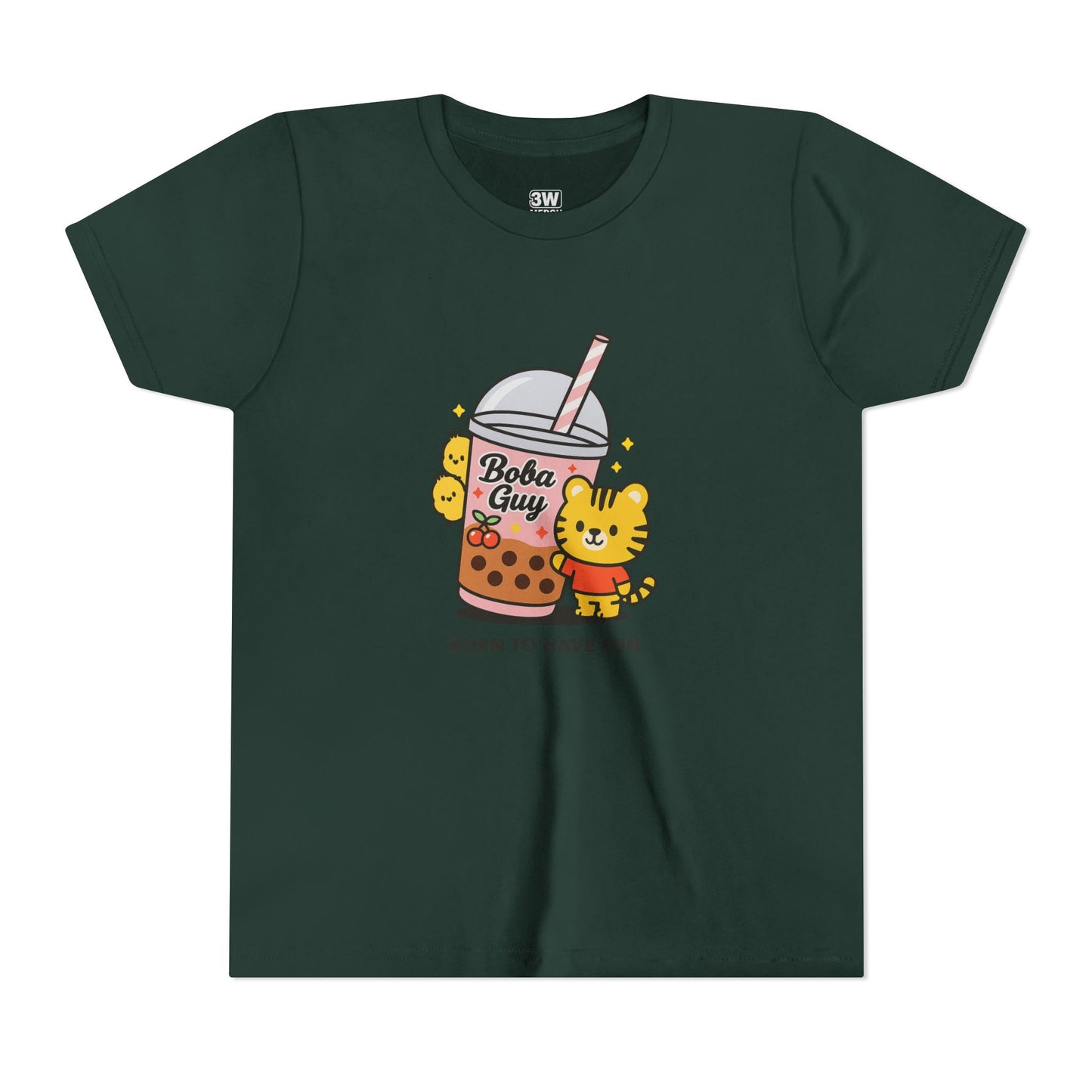 Kawaii Tiger Boba Tee – “Born to Have Fun” | Cute Boba Shirt | Y2K Kawaii Aesthetic | K-Pop Core Outfit | Bubble Tea Lover Gift | Trendy Graphic T-Shirt