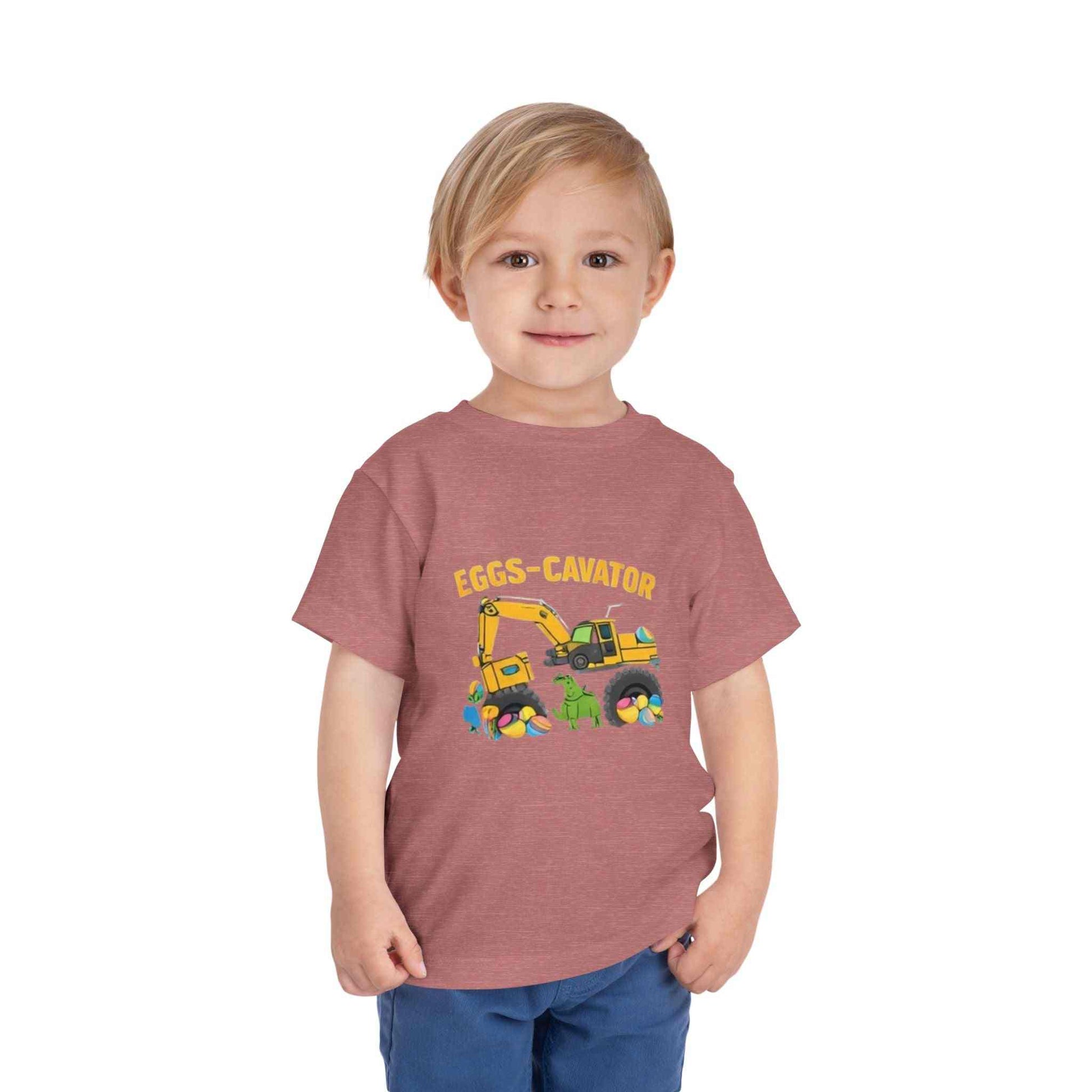 Toddler Easter shirt with Eggs-cavator excavator and colorful Easter eggs design