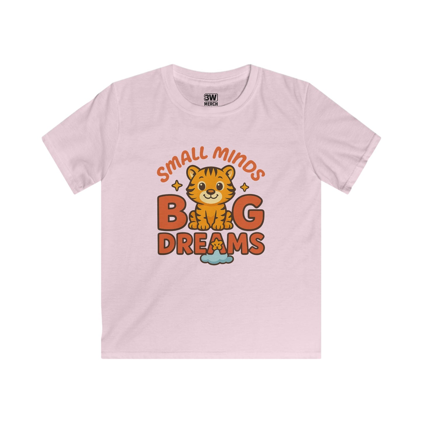 Kids Graphic Tee - Small Minds Big Dreams, Cute Tiger Tee, Birthday Gift, Playtime Shirt, Positive Quote Apparel, Fun Kids T-Shirt