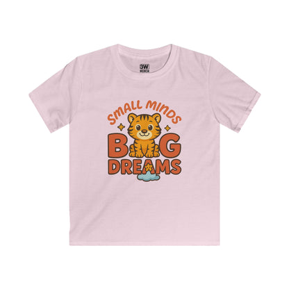 Kids Graphic Tee - Small Minds Big Dreams, Cute Tiger Tee, Birthday Gift, Playtime Shirt, Positive Quote Apparel, Fun Kids T-Shirt
