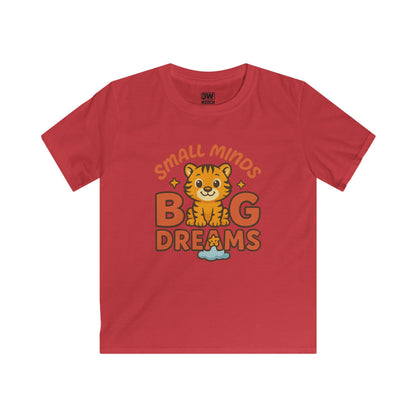 Kids Graphic Tee - Small Minds Big Dreams, Cute Tiger Tee, Birthday Gift, Playtime Shirt, Positive Quote Apparel, Fun Kids T-Shirt