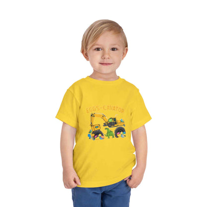 Toddler Easter shirt with Eggs-cavator construction excavator and colorful Easter eggs design